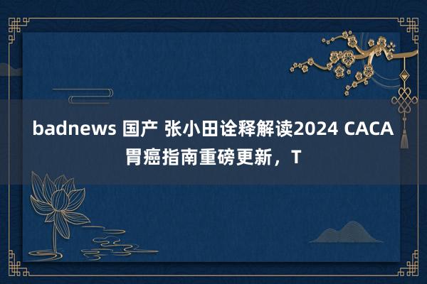 badnews 国产 张小田诠释解读2024 CACA胃癌指南重磅更新，T