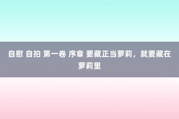 自慰 自拍 第一卷 序章 要藏正当萝莉，就要藏在萝莉里